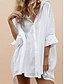 cheap Casual Dresses-Women&#039;s Shift Dress Short Mini Dress White Half Sleeve Solid Color Patchwork Plus High Low Fall Spring Shirt Collar Elegant Casual Loose 2021 S M L XL XXL / Cotton / Work / Cotton