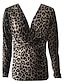 cheap Tops &amp; Blouses-Women&#039;s Blouse Shirt Polka Dot Leopard Graphic Prints Long Sleeve Patchwork Print V Neck Basic Tops White Black Brown