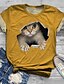 baratos Coleção Plus Size-Mulheres Plus Size Blusas Gato Gráfico 3D Camiseta Estampado Decote Redondo Manga Curta Primavera Verão Básico Tamanho grande / Tamanhos Grandes / Tamanhos Grandes