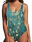 cheap One-Pieces-Women&#039;s One Piece Monokini Swimsuit Tummy Control Print Floral Color Block Blue Black Swimwear Bodysuit Strap Bathing Suits New Fashion Sexy / Padless