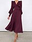 cheap Casual Dresses-Women&#039;s Short Mini Dress Corset Dress A Line Dress Black Wine Beige Long Sleeve Pure Color V Neck Fall Winter Casual XS S M L