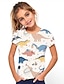 baratos Camisetas &amp; Blusas Para Meninas-Para Meninas 3D Animal Gato Camisa Camiseta Manga Curta Impressão 3D Estilo bonito Básico Poliéster Infantil