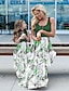 abordables New Arrivals-Maman et moi Robes Floral Imprimer Vert Maxi Sans Manches du quotidien Tenues assorties / Eté