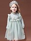 cheap Girls&#039; Dresses-Kids Little Girls&#039; Dress Flower Embroidered Lace Trims Blushing Pink Light Green Knee-length Tulle Long Sleeve Mint color Sweet Dresses Spring &amp;  Fall New Year Regular Fit 3-13 Years
