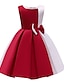 cheap Girls&#039; Dresses-Kids Little Girls&#039; Dress Solid Colored Pleated Patchwork Blue Red Knee-length Sleeveless Vintage Boho Dresses All Seasons