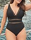 cheap Plus Size Swimwear-Women&#039;s One Piece Tankini Swimsuit Tummy Control Lace up Slim Geometric Black Swimwear Bandeau Bathing Suits / Print / Padded Bras / Print