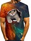 cheap Men&#039;s Tees &amp; Tank Tops-Cat In Hole Mens Graphic Shirt 3D Colorful Summer Cotton Tee Animal Prints Round Neck Green Blue Purple Yellow Orange Plus Size Casual Daily Short T-Shirt