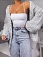 cheap Cardigans-Women&#039;s Cardigan Sweater Jumper Chunky Crochet Knit Knitted Tunic Open Front Solid Color Daily Going out Basic Stylish Drop Shoulder Winter Fall Blue Pink S M L / Long Sleeve / Casual / Regular Fit