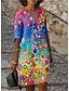 cheap Casual Dresses-Women&#039;s Midi Dress Casual Dress Ethnic Dress Shift Dress Leopard Black White Floral Half Sleeve Summer Spring Print Fashion V Neck Loose Fit Vacation 2023 S M L XL XXL 3XL