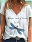 cheap Women&#039;s T-shirts-Women&#039;s T shirt Tee Graphic Text White Print Short Sleeve Daily Weekend Basic V Neck Regular Fit
