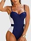 cheap One-Pieces-Women&#039;s One Piece Swimsuit Slim Color Block Navy Blue Swimwear Bathing Suits Fashion Sexy