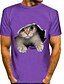 cheap Men&#039;s Tees &amp; Tank Tops-Cat In Hole Mens Graphic Shirt 3D Colorful Summer Cotton Tee Animal Prints Round Neck Green Blue Purple Yellow Orange Plus Size Casual Daily Short T-Shirt