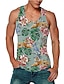 cheap Men&#039;s Shirts-Men&#039;s Tank Top Vest Undershirt Floral 3D Print Crew Neck Daily Holiday Sleeveless 3D Print Print Tops Casual Beach Green / Summer / Summer