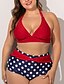 cheap Tankini-Women&#039;s Swimwear Tankini Plus Size Swimsuit Polka Dot Black Red Bathing Suits Tankini Sets Cross Block