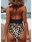 cheap One-Pieces-Women&#039;s One Piece Monokini Swimsuit Open Back Print Color Block Leopard Gray Green Brown Light Green Swimwear Halter Padded Bathing Suits New Fashion Sexy / Padded Bras / Beach / Slim