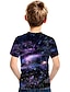 billige T-skjorter og skjorter til gutter-Gutt 3D Grafisk Galakse T skjorte T-skjorte Kortermet 3D-utskrift Sommer Aktiv Polyester Rayon Barn