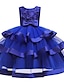 cheap Girls&#039; Dresses-Kids Little Dress Girls&#039; Jacquard Solid Colored Flower Party Pleated Mesh Bow Blue Pink As Picture Above Knee Sleeveless Cute Dresses Slim 3-12 Years