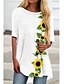 cheap All Sale-Women&#039;s Short Mini Dress T Shirt Dress Tee Dress White Khaki Yellow Beige Half Sleeve Print Floral Print Round Neck Spring Summer Casual 2022 S M L XL XXL 3XL