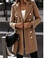 cheap Coats &amp; Trench Coats-Women&#039;s Pea Coat Fall Winter Work Long Coat Regular Fit Streetwear Jacket Long Sleeve Button Solid Colored Gray Khaki White