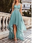 billige Vintage-dronning-Dame A Linje Kjole Maxi lang kjole Dusty Blue Uden ærmer Helfarve Forår Sommer Elegant Årgang 2021 S M L XL XXL 3XL 4XL