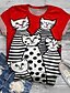 cheap Plus Size Tops-Women&#039;s Plus Size Tops T shirt Cat Graphic Short Sleeve Print Crewneck Cotton Spandex Jersey Daily Holiday Red