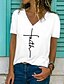 cheap Super Sale-Women&#039;s Casual V-Neck Short Sleeve Graphic Tee