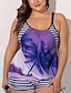 cheap One-Pieces-Women&#039;s One Piece Swimsuit High Waist Print Geometric Purple Swimwear Bathing Suits
