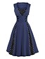 billige Kjoler til nyttårsaften-50-talls vintage kvinner klassisk polka dot swing pinup rockabilly kjole rosered 5x