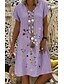 cheap All Sale-Women&#039;s Shift Dress Knee Length Dress Purple Khaki White Light Green Short Sleeve Floral Print Spring Summer V Neck Casual 2021 S M L XL XXL 3XL 4XL 5XL