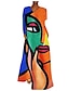billige Afslappede kjoler-Dame Skift Kjole Abstrakt menneskeligt ansigt (farve) Abstrakt menneskeligt ansigt (orange) Abstrakt menneskeligt ansigt (lyserødt) Abstrakt menneskeligt ansigt (lilla) Abstrakt menneskeligt ansigt