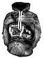billige Hoodies-Herre Hattetrøje Pullover-hættetrøje Sort og Hvid Sort / Hvid Sort Rød Hætte Tegneserie Ulv 3D 3D-udskrivning Plusstørrelser Basale Afslappet Sommer Forår Tøj Hættetrøjer Sweatshirts Langærmet