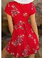 baratos Vestidos Boho-Mulheres Mini vestido curto Vestido A Line Branco Vermelho Manga Curta Estampado Floral Decote V Verão quente Férias 2021 S M L XL