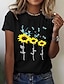 cheap T-Shirts-Women&#039;s Floral Theme Sunflower T shirt Floral Graphic Print Round Neck Basic Tops White Black
