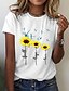 baratos T-shirts-Mulheres Tema Flores Spot de Luz Multi-Colorida Camiseta Floral Gráfico Estampado Decote Redondo Básico Blusas Branco Preto
