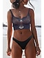 cheap Women&#039;s Swimsuits-women&#039;s cute animal printed crop top swimsuit two piece bikini set bathing suit beachwear (m, 3 eagle grey- black)
