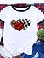 preiswerte T-shirts-Damen T-Shirt Verziert Herz Farbblock Rundhalsausschnitt Patchwork Bedruckt Grundlegend Oberteile Grün Blau Weiß