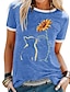 baratos T-shirts-Mulheres Blusa Floral Spot de Luz Multi-Colorida Decote Redondo Blusas Preto Azul Roxo