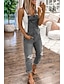 cheap Jumpsuits &amp; Rompers-Women&#039;s Overall Solid Color Active U Neck Street Strap Light Blue Camouflage Dark Blue S M L Fall