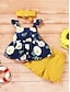 preiswerte Kleidersets für Mädchen-Baby Mädchen Kleidungsset Ärmellos Blau Rosa Gelb Tropisches Blatt Rüsche Schleife Bedruckt Blumen Einfarbig Freizeitskleidung Standard Grundlegend 1-3 Jahre alt