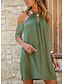 cheap Casual Dresses-Women&#039;s Short Mini Dress Shift Dress Green Black Blue Red Short Sleeve Lace Solid Color Halter Neck Summer Stylish Casual 2022 S M L XL XXL