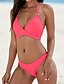 cheap Bikini-Women&#039;s Bikini 2 Piece Swimsuit Push Up Solid Color Blue Blushing Pink Wine Dusty Rose Green Swimwear Crop Top Strap Bathing Suits New Casual Sexy
