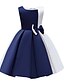 cheap Girls&#039; Dresses-Kids Little Girls&#039; Dress Solid Colored Pleated Patchwork Blue Red Knee-length Sleeveless Vintage Boho Dresses All Seasons