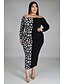 cheap Plus Size Dresses-Women&#039;s Sheath Dress Midi Dress Black Long Sleeve Print Print Fall Off Shoulder Sexy Slim 2021 XXL 3XL 4XL 5XL 6XL / Plus Size