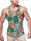 cheap Men&#039;s Shirts-Men&#039;s Tank Top Vest Undershirt Floral 3D Print Crew Neck Daily Holiday Sleeveless 3D Print Print Tops Casual Beach Green / Summer / Summer