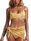 cheap Bikini-Women&#039;s Swimwear Three Piece Normal Swimsuit Backless Slim Solid Colored Yellow Bathing Suits Fashion Sexy
