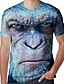 billige Tank Tops-Herre T-skjorter T skjorte 3D-utskrift Grafisk Orangutang Store størrelser Trykt mønster Kortermet Daglig Topper Land Gatemote Bekvem Stor og høy Svart Blå Rød
