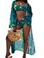 cheap Bikini-Women&#039;s Bikini Swimsuit Cover Up Swimsuit UV Protection Quick Dry Water Sports Floral Tie Dye Green Orange Black Swimwear Padded Crop Top Bathing Suits New Casual Sexy / Summer / Three Piece / Leaf