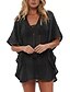 cheap Women&#039;s Swimsuits-Women&#039;s Black Chiffon Lace Solid Color Geometric Plunge Fashion Sexy One-Size / Swimsuit Cover Up / Beach Top / Tunic / T shirt Dress / New