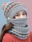 billige Super Sale-kvinder piger strikket hat tørklæde maske sæt vinter fleece foret beanie strikket øre klapper hat med pompon (lyserød)