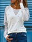 preiswerte Meistverkaufte Oberteile-Damen Herz Täglich Ausgehen Langarm T Shirt Rundhalsausschnitt Spitze Basic Oberteile Weiß S